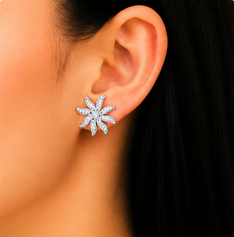 Gyary Twinkle Swirl Crystal Stud Earrings