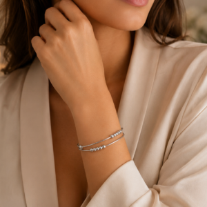 Gyary Celeste Dual Strand Silver Bracelet