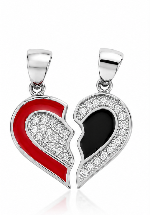 Gyary Red & Black Broken Heart Pendant