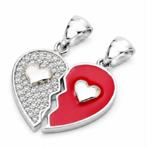 Gyary Pink Broken Heart Pendant Set