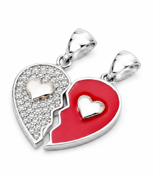 Gyary Pink Broken Heart Pendant Set