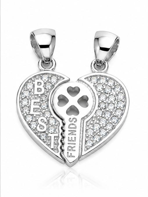 Gyary Best Friends Key & Heart Pendant Set