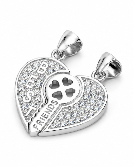 Gyary Best Friends Key & Heart Pendant Set