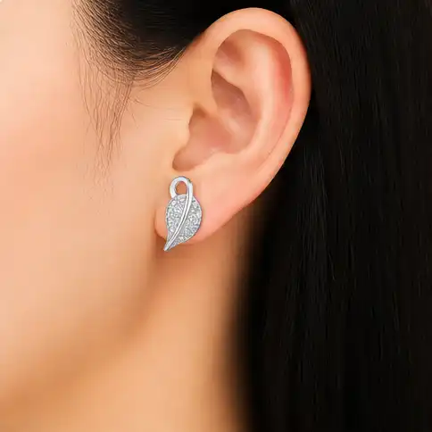 Gyary Crystal Leaf Elegance Stud Earrings