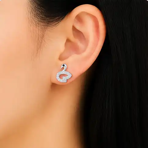 Gyary Crystal Swan Elegance Stud Earrings