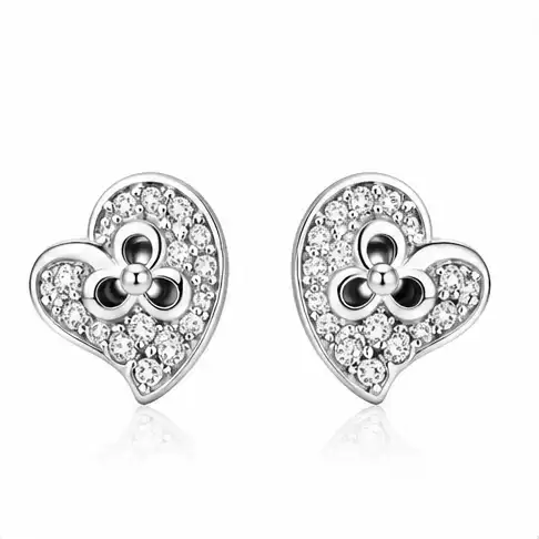 Gyary Crystal Bloom Heart Stud Earrings