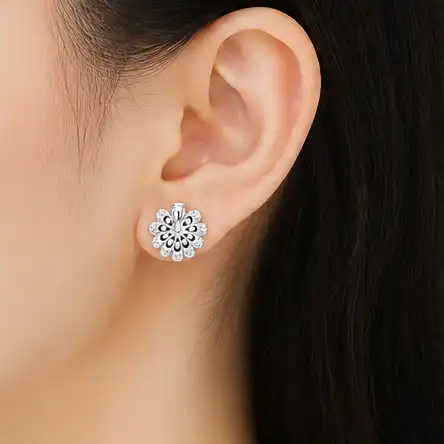 Gyary Blossom Sparkle Stud Earrings