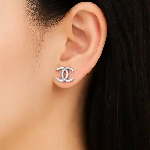 Gyary Luxe Double Loop Crystal Stud Earrings
