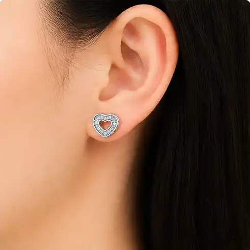 Gyary Crystal Open Heart Stud Earrings