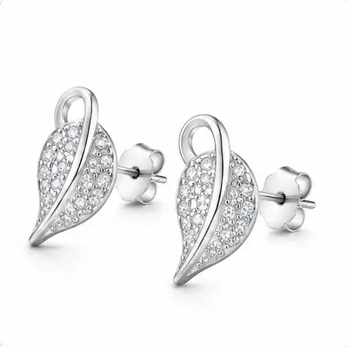 Gyary Crystal Leaf Elegance Stud Earrings