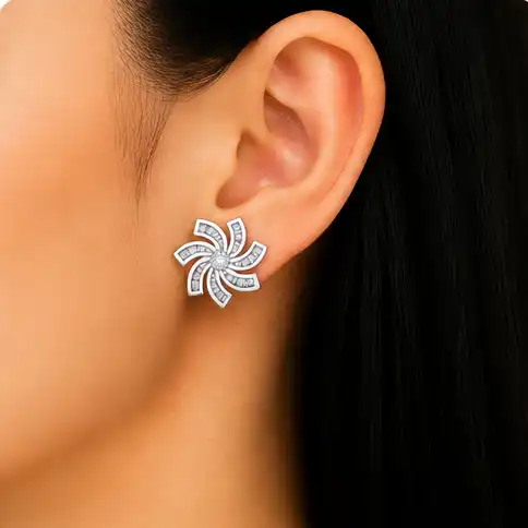 Gyary Celestial Swirl Crystal Stud Earrings