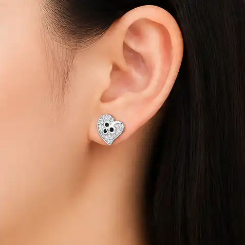 Gyary Crystal Bloom Heart Stud Earrings