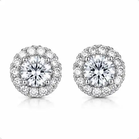 Gyary Royal Halo Crystal Stud Earrings