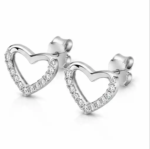 Gyary Sparkling Open Heart Stud Earrings