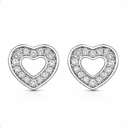 Gyary Crystal Open Heart Stud Earrings