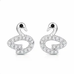 Gyary Crystal Swan Elegance Stud Earrings