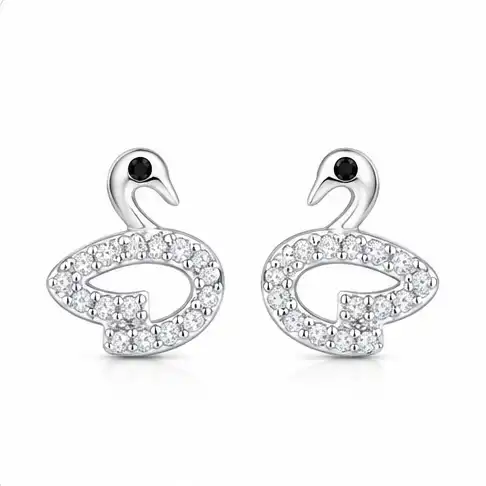 Gyary Crystal Swan Elegance Stud Earrings