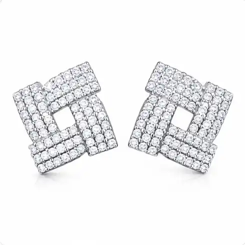 Gyary Luxe Square Crystal Stud Earrings