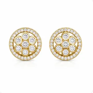 Gyary Royal Halo Gold Stud Earrings