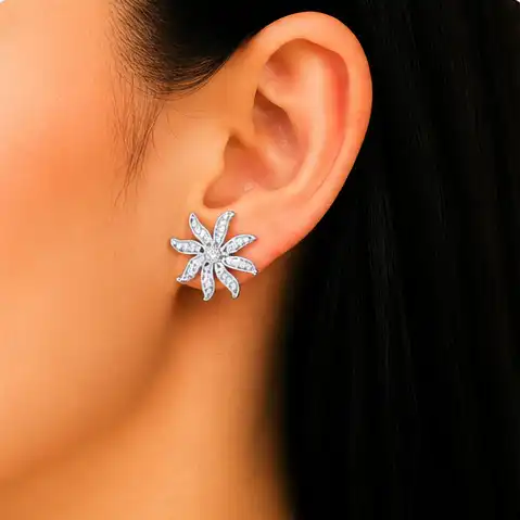 Gyary Twinkle Swirl Crystal Stud Earrings