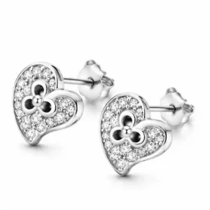 Gyary Crystal Bloom Heart Stud Earrings