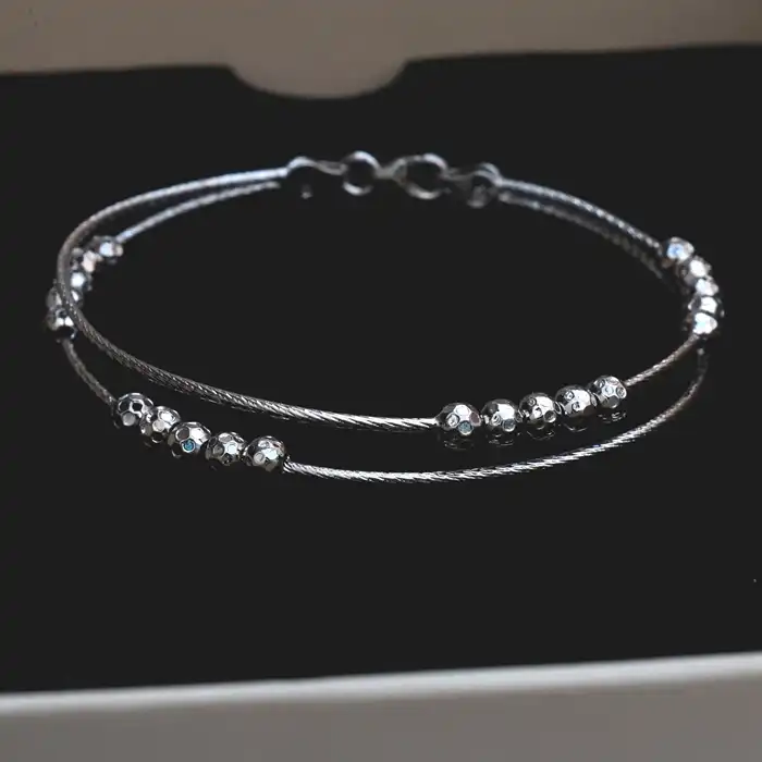 Gyary Celeste Dual Strand Silver Bracelet