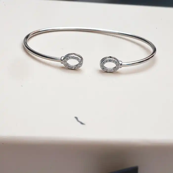 Gyary Halo Twin Circle Silver Cuff Bracelet