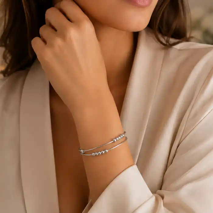 Gyary Celeste Dual Strand Silver Bracelet