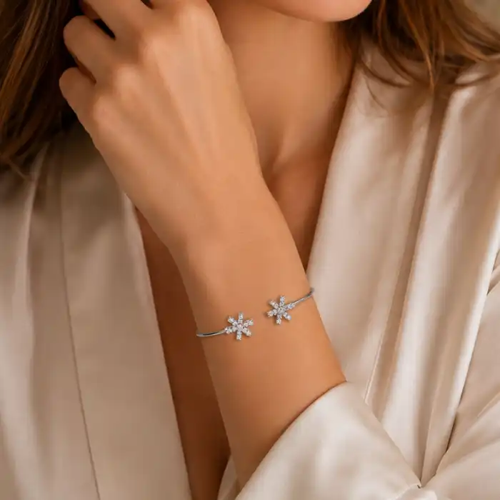 Gyary Celestial Starburst Silver Cuff Bracelet