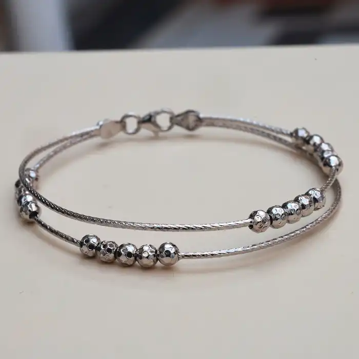 Gyary Celeste Dual Strand Silver Bracelet