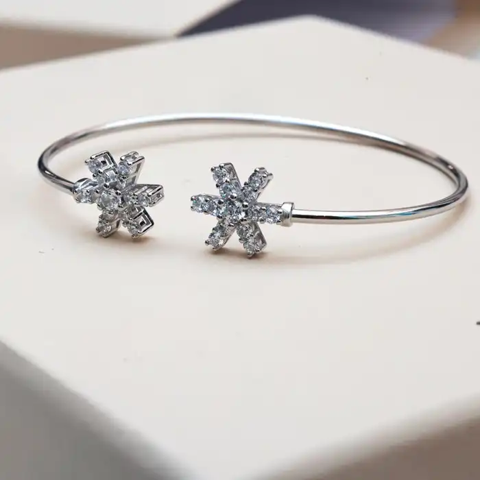 Gyary Celestial Starburst Silver Cuff Bracelet