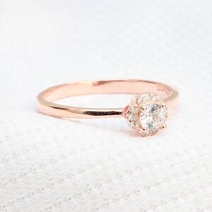 Gyary Rose Halo Solitaire Ring