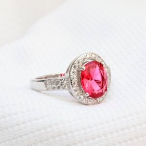 Gyary Ruby Red Oval Halo Ring