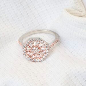 Gyary Rose Gold Octagon Halo Ring