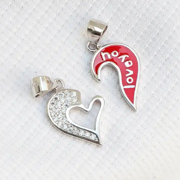 Gyary Sterling Silver Couple Heart Pendant