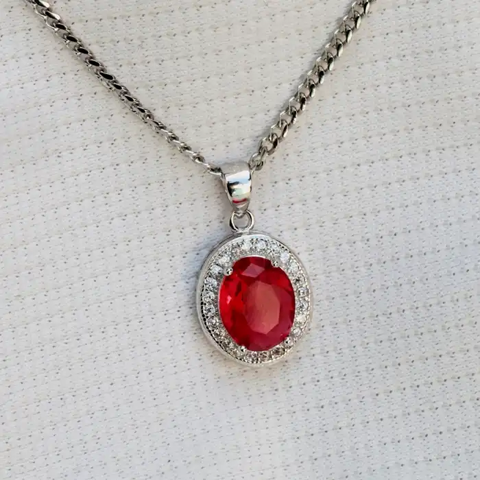 Gyary Oval Red Stone Pendant