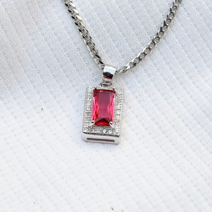 Gyary Red Emerald-Cut Pendant