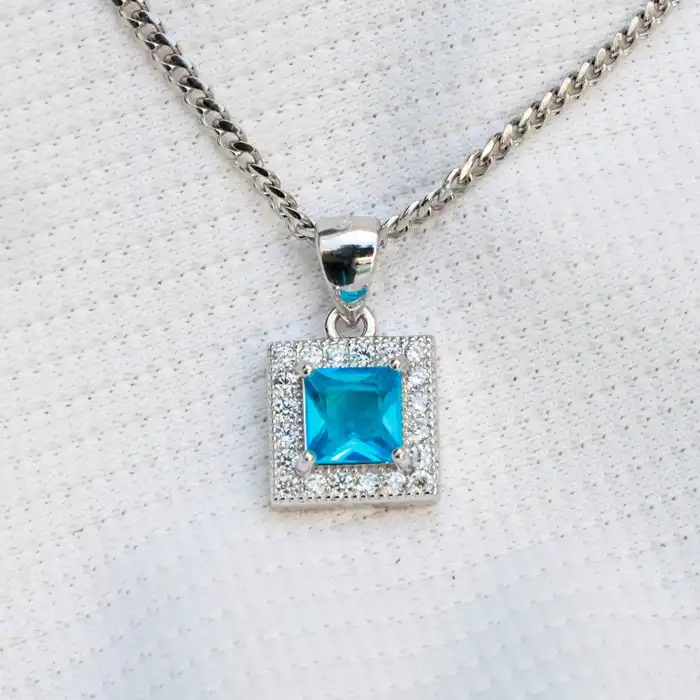 Gyary Square Blue CZ Pendant