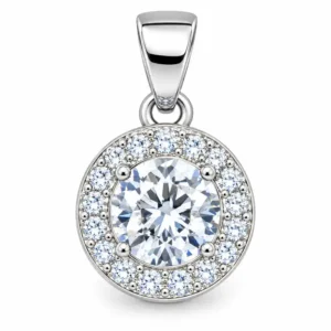 Gyary Round White CZ Halo Pendant