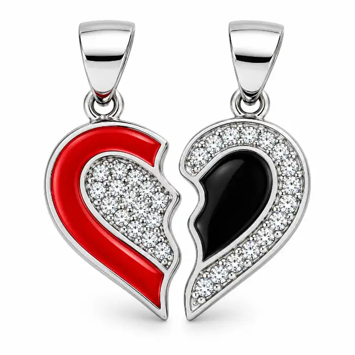 Gyary Red & Black Broken Heart Pendant