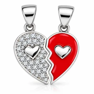 Gyary Pink Broken Heart Pendant Set