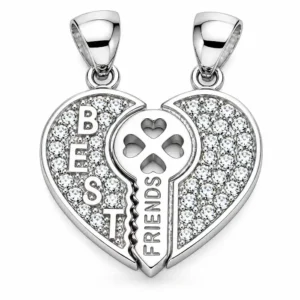 Gyary Best Friends Key & Heart Pendant Set