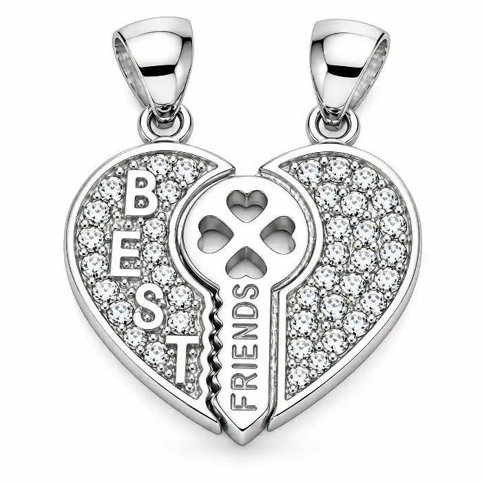 Gyary Best Friends Key & Heart Pendant Set