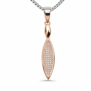 Gyary Rose Gold Marquise Pendant Necklace – Pavé Crystal Elongated Drop Charm