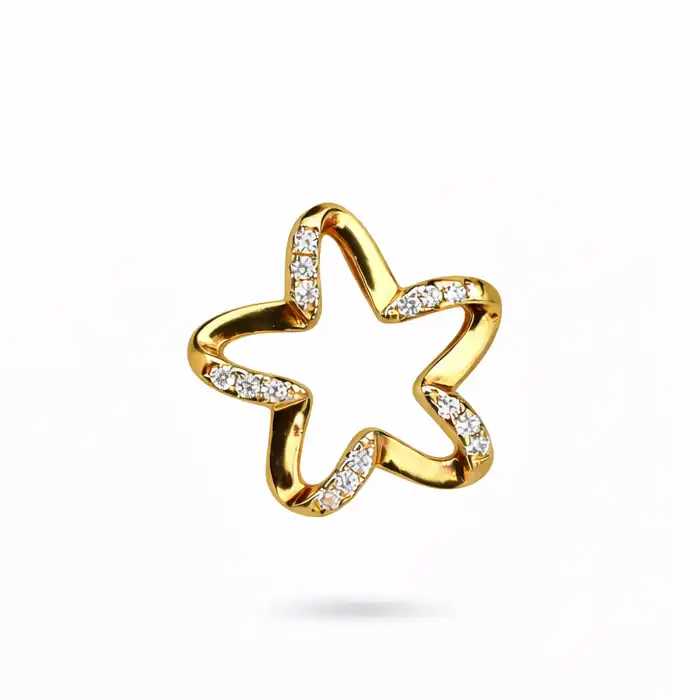 Gyary Gold Open Star Pendant – Crystal Accent Star Charm