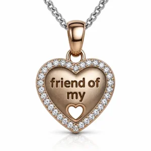 Gyary Silver “Friend of My Heart” Necklace – Crystal Heart Charm Pendant