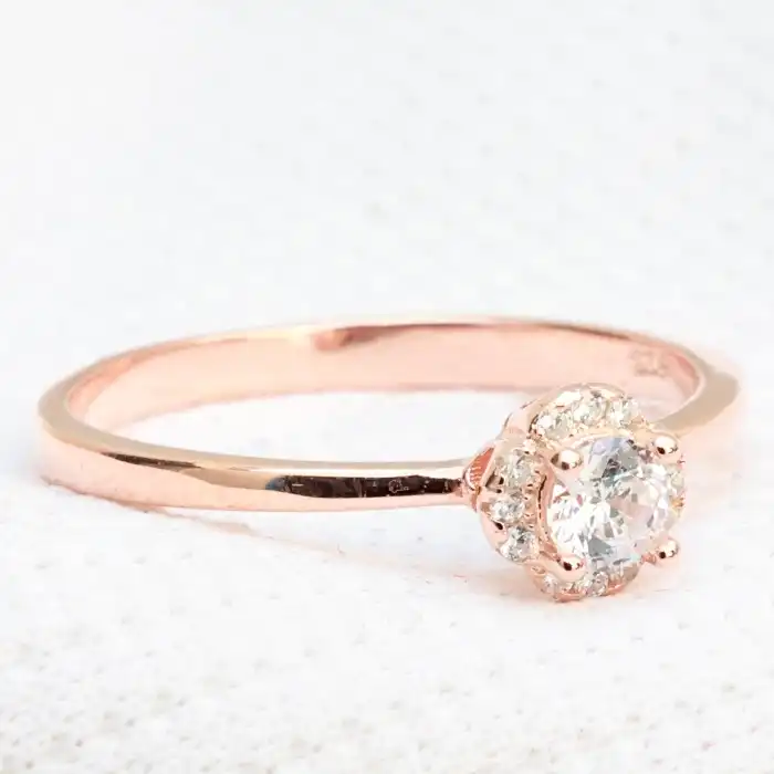 Gyary Rose Halo Solitaire Ring