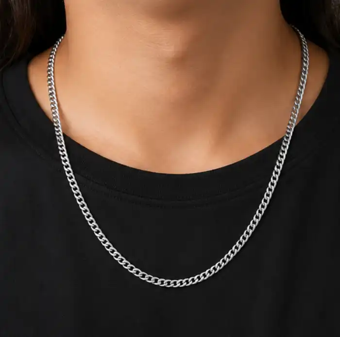 Gyary Classic Silver Curb Chain for Women
