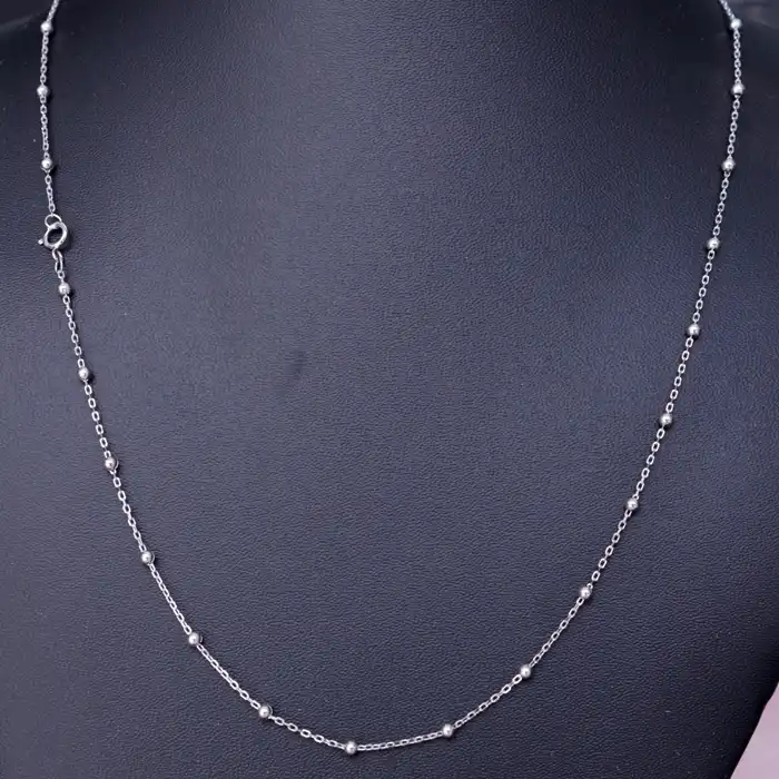 Gyary Luna Beaded Station Silver Chain for Women