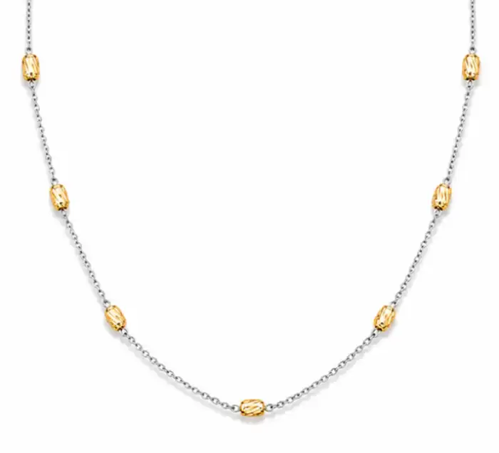 Gyary Sterling Silver Beaded Station Chain for Women
